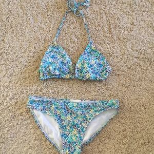 Old Navy Blue/Green/Yellow Floral Bikini